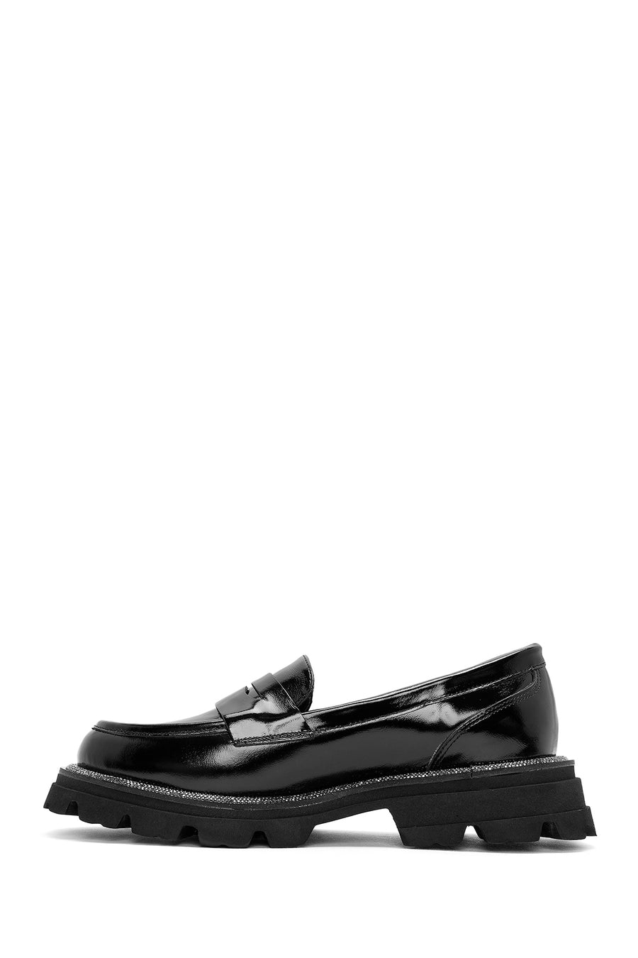 Women's Black Patent Leather Masculine Loafer