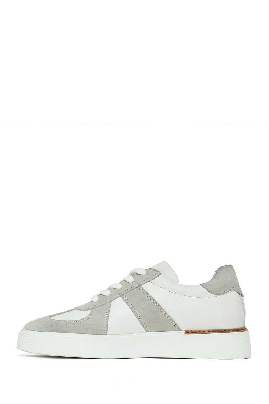 Erkek Beyaz Bağcıklı Deri Sneaker
