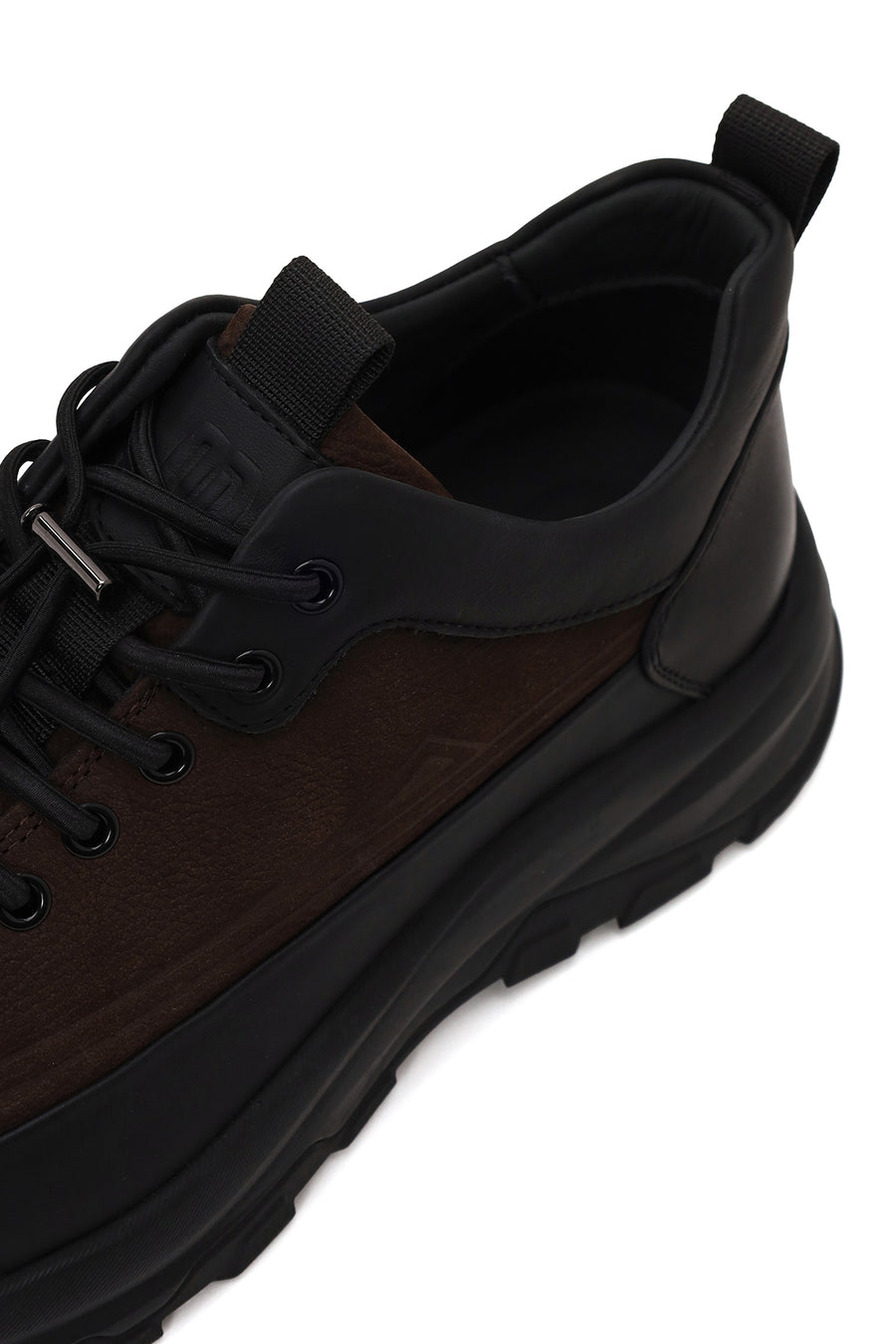 Male Brown Lace-Up Thick-Soled Leather Casual Sneaker