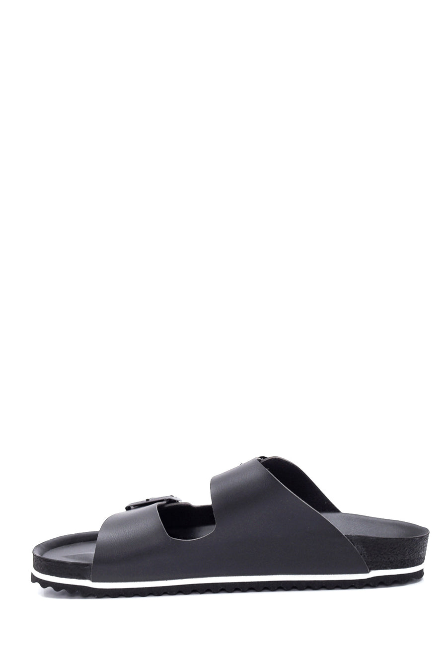 Men's Leather Double Buckle Slippers