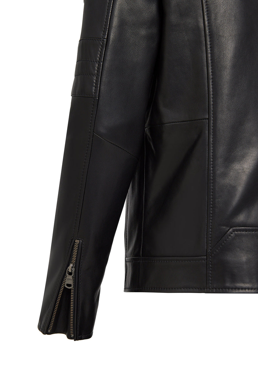 Morant Men's Black Mandarin Collar Leather Jacket