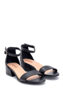 Women's Short Heeled Leather Sandals | Derimod