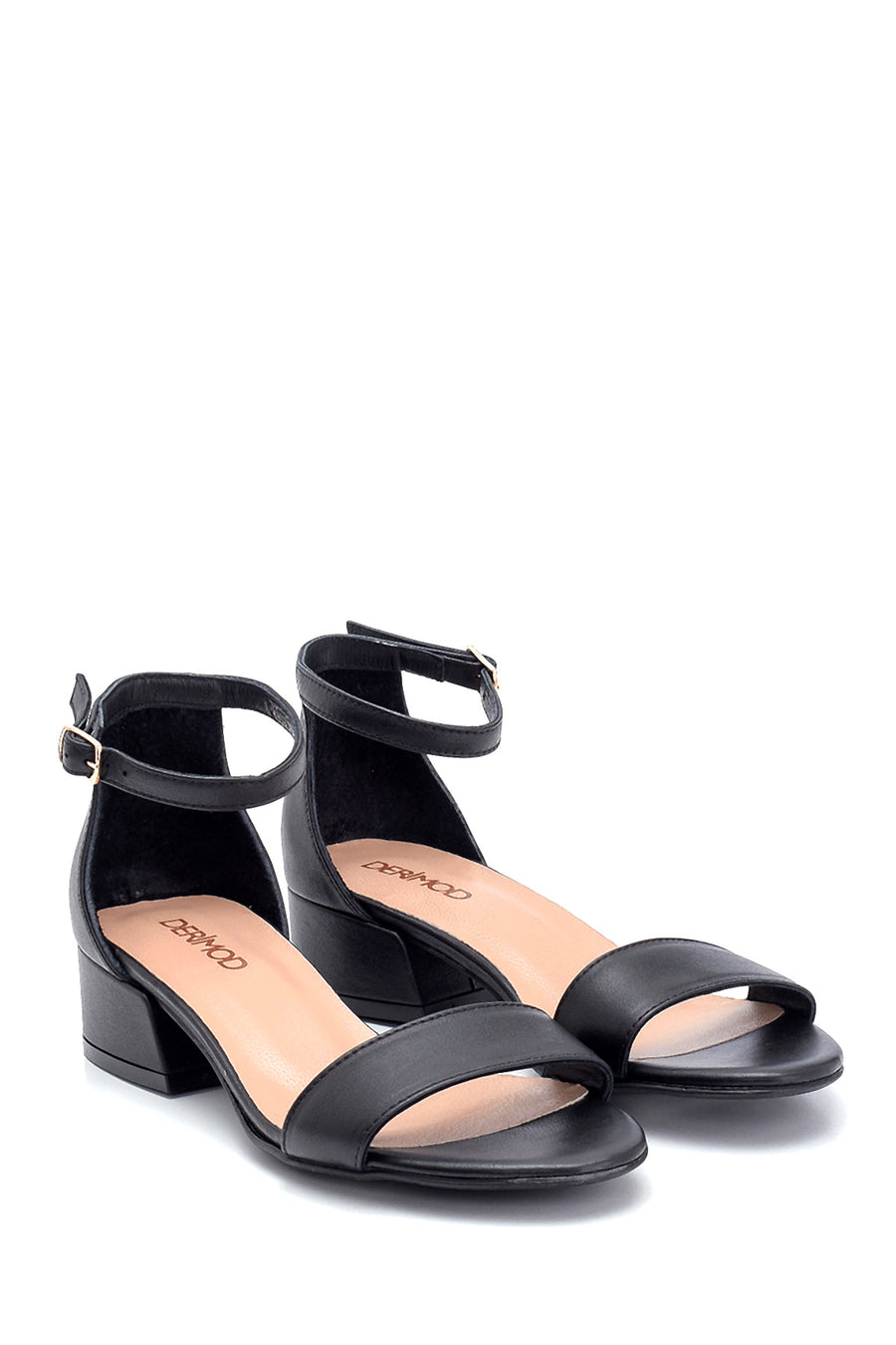 Women's Short Heeled Leather Sandals
