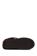 Woman Brown Stone-Embellished Suede Teddy Slipper | Derimod
