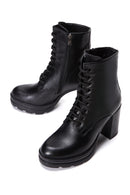 Women's Black Leather Platform High Heel Boots | Derimod