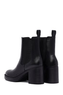 Woman Black Chunky Heels Leather Chelsea Boots | Derimod