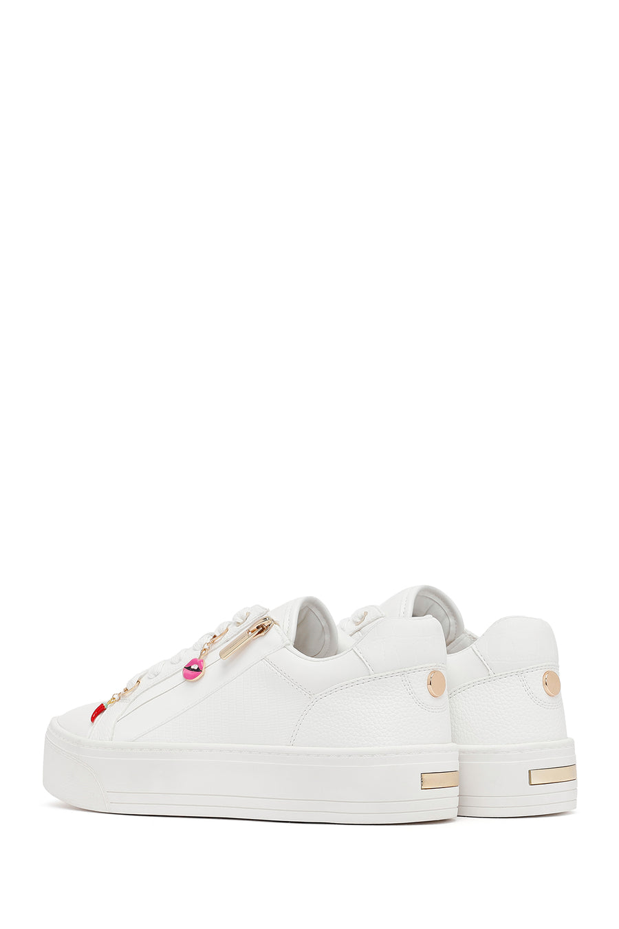 Kadın Beyaz Bağcıklı Kalın Tabanlı Sneaker