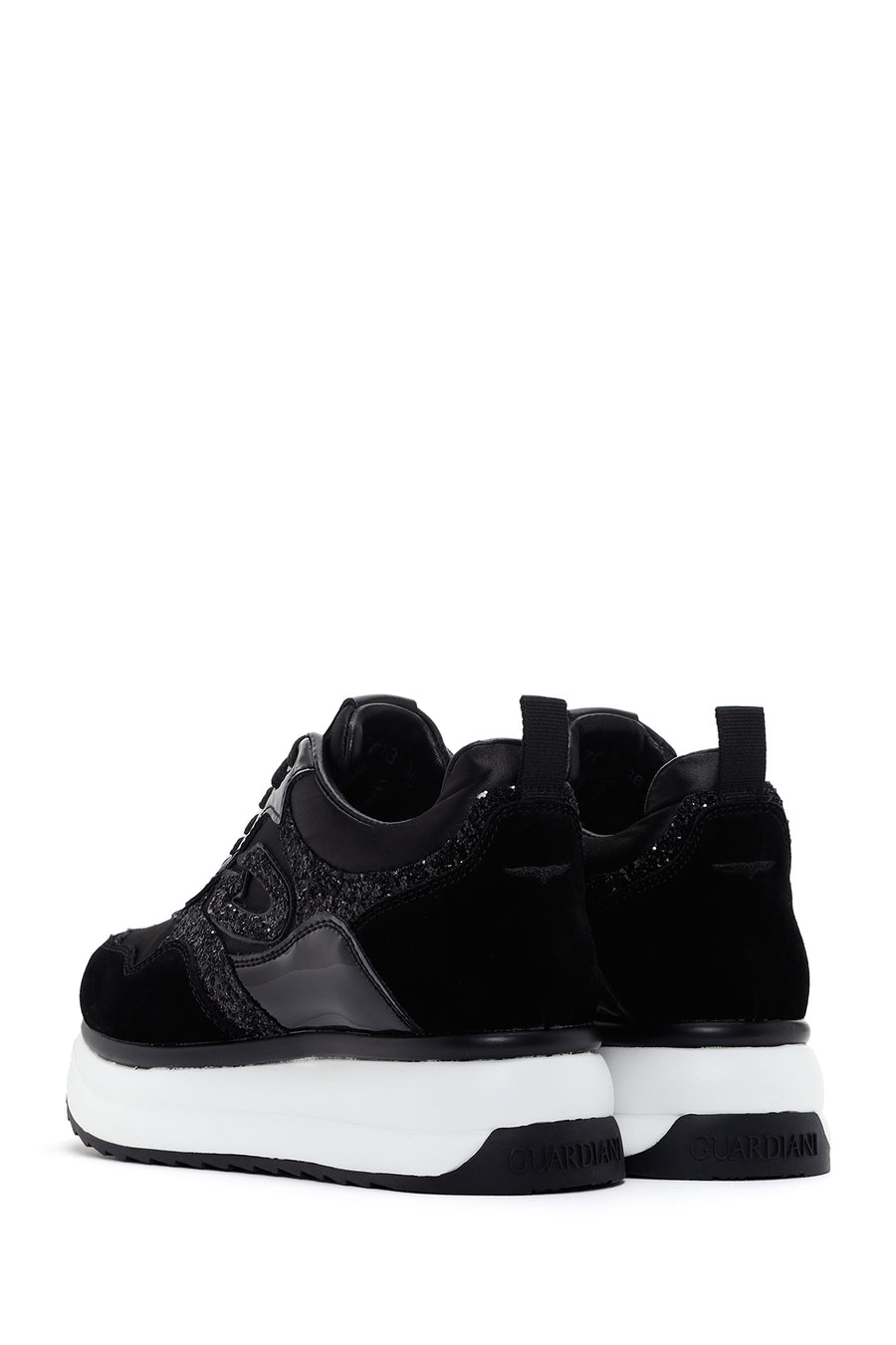 Alberto Guardiani Women's Black Louise Thick Soled Leather Sneaker