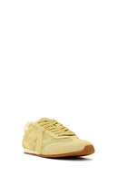 Women's Yellow Lace-up Suede Leather Sneaker | Derimod