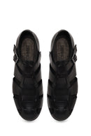 Derimod Black Male Black Leather Buckled Summery / Summer Shoes | Derimod