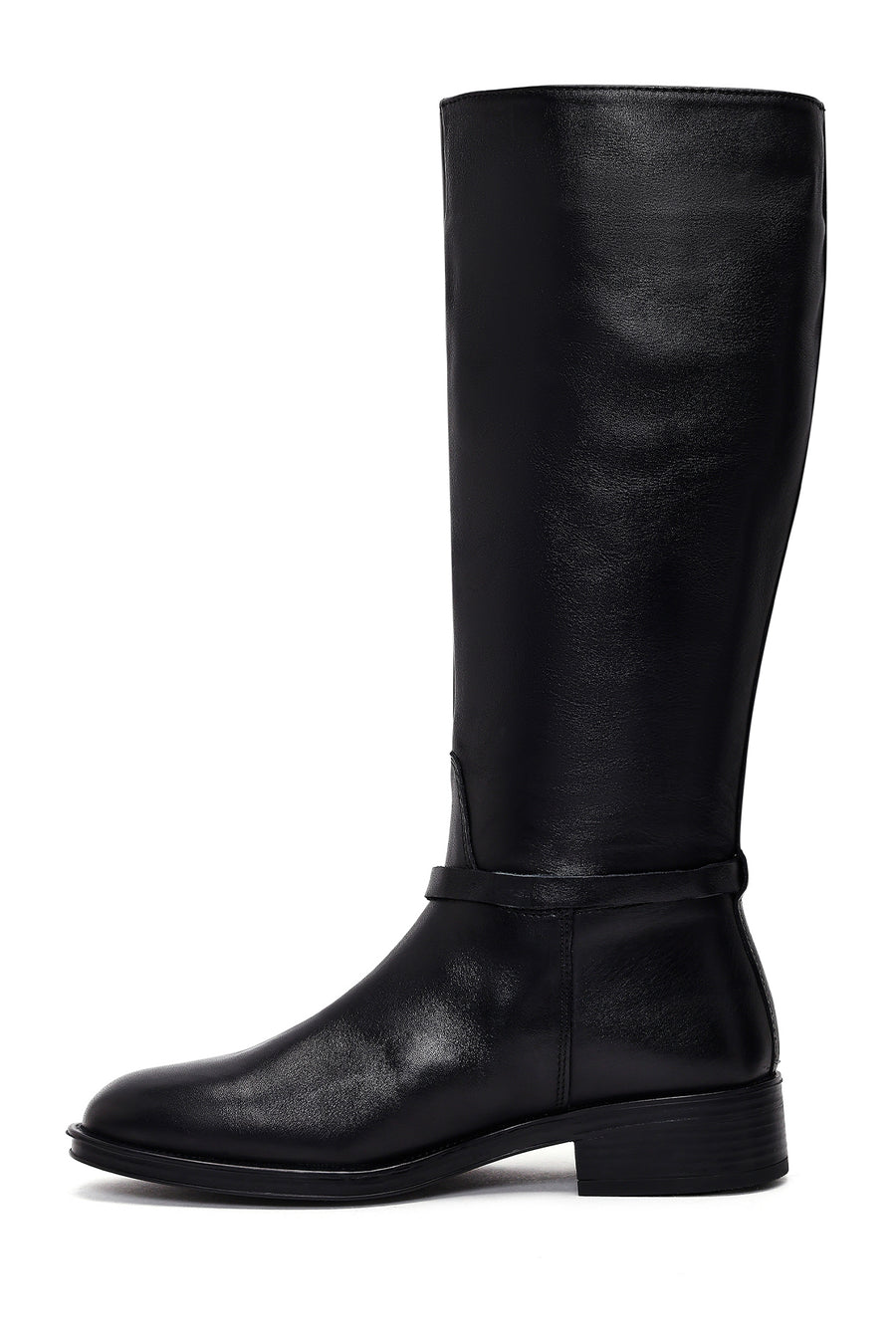 Women's Black Leather Boots with Accessories