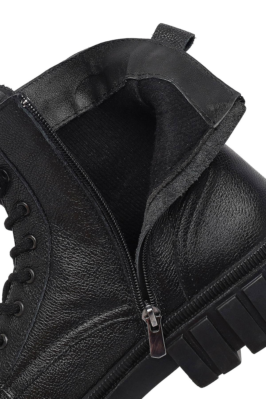 Men's Black Zippered Leather Casual Boots