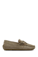 Men's Khaki Suede Leather Loafer | Derimod