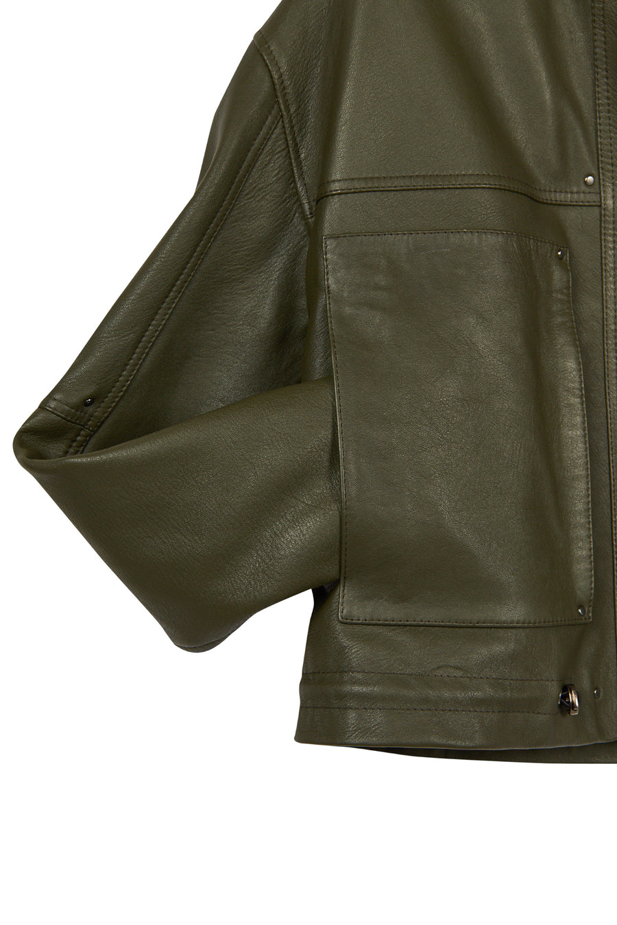 Madlen Kadın Yeşil Oversize Deri Ceket