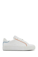 Women's White Lace-Up Leather Sneaker | Derimod