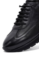 Men's Black Lace-Up Leather Casual Sneakers | Derimod