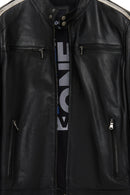 Middleton Men's Black Slim-Fit Short Leather Jacket | Derimod