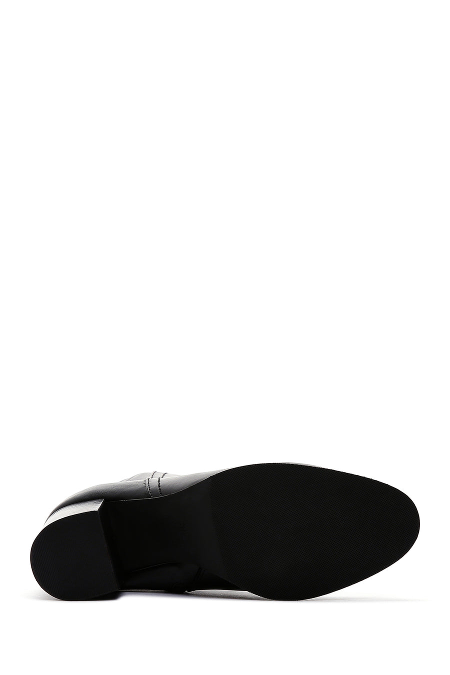 Women's Black Thick High Heel Leather Boots