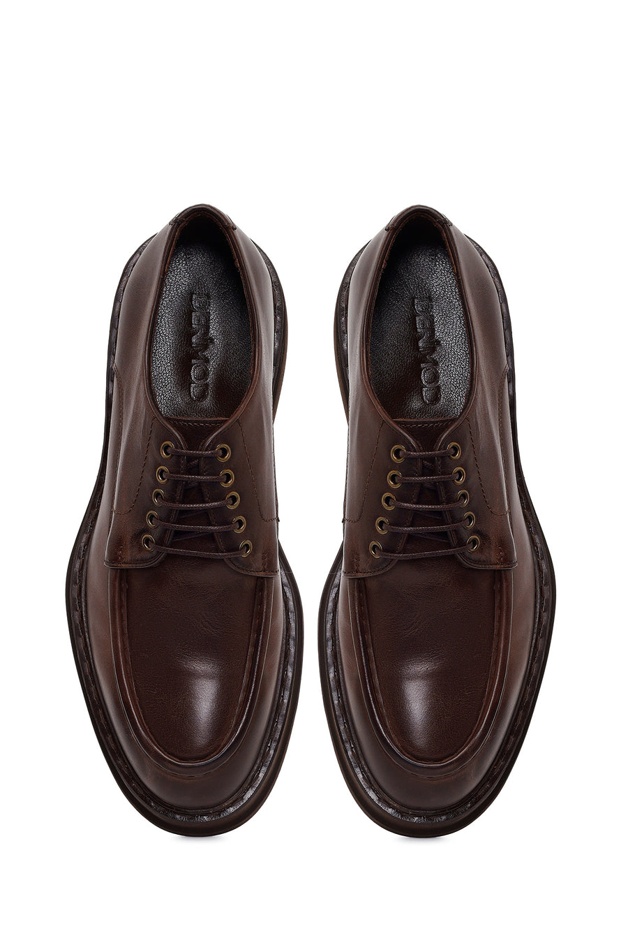 Male Brown Lace-Up Thick-Soled Leather Casual Shoe