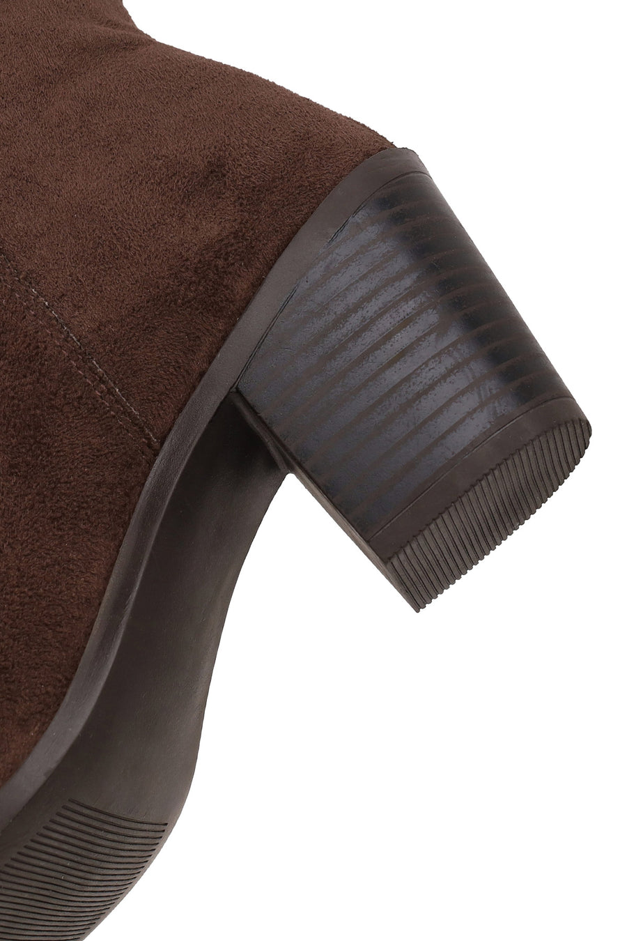 Woman Brown Zip Closure Chunky Heeled Suede Cowboy Boots