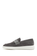 Erkek Gri Kalın Tabanlı Süet Deri Casual Loafer | Derimod