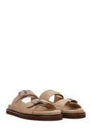 Male Beige Strappy Suede Slipper | Derimod