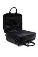 Men's Black Long Suspender Leather Briefcase | Derimod