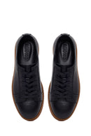Male Black Lace-Up Leather Sneaker | Derimod