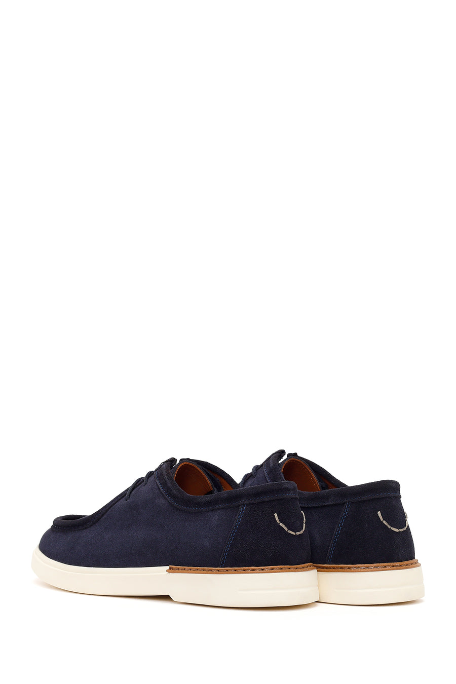 Men's Navy Blue Lace-up Suede Leather Casual Shoes