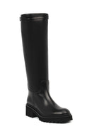 Women's Black Zippered Thick Soled Leather Boots | Derimod