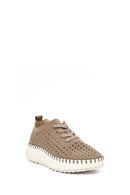 Woman Mink Lace-Up Thick-Soled Patterned Suede Comfort Shoes | Derimod