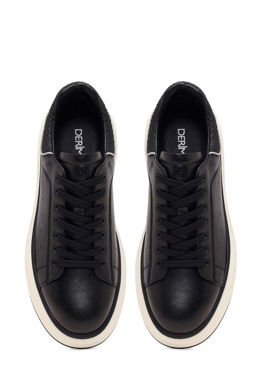Erkek Siyah Kalın Tabanlı Deri Sneaker