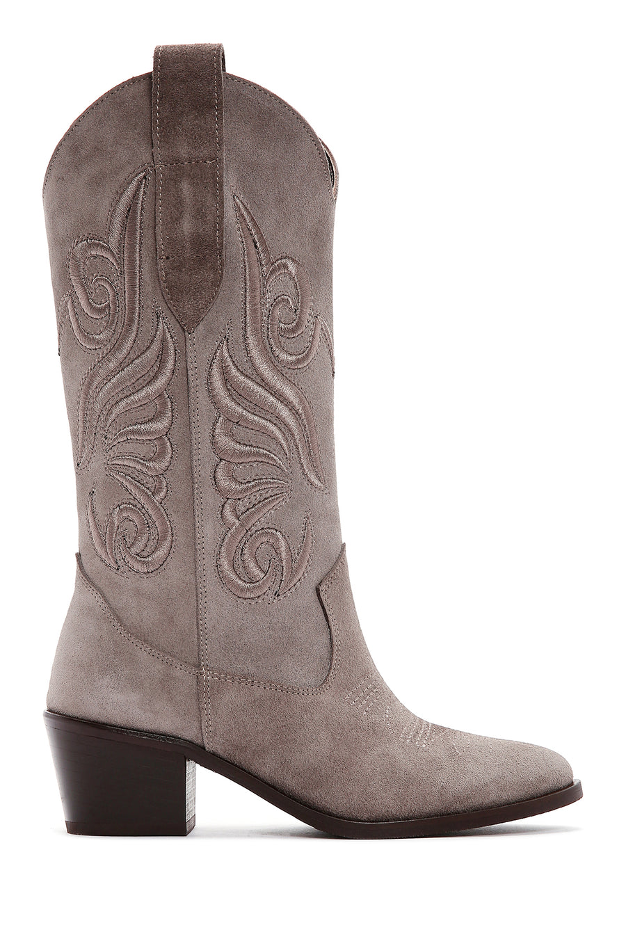 Women's Mink Suede Leather Heeled Cowboy Boots 23WFD152310 | Derimod