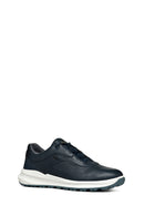 Geox Men's Navy Blue Lace-Up Leather Sneakers | Derimod