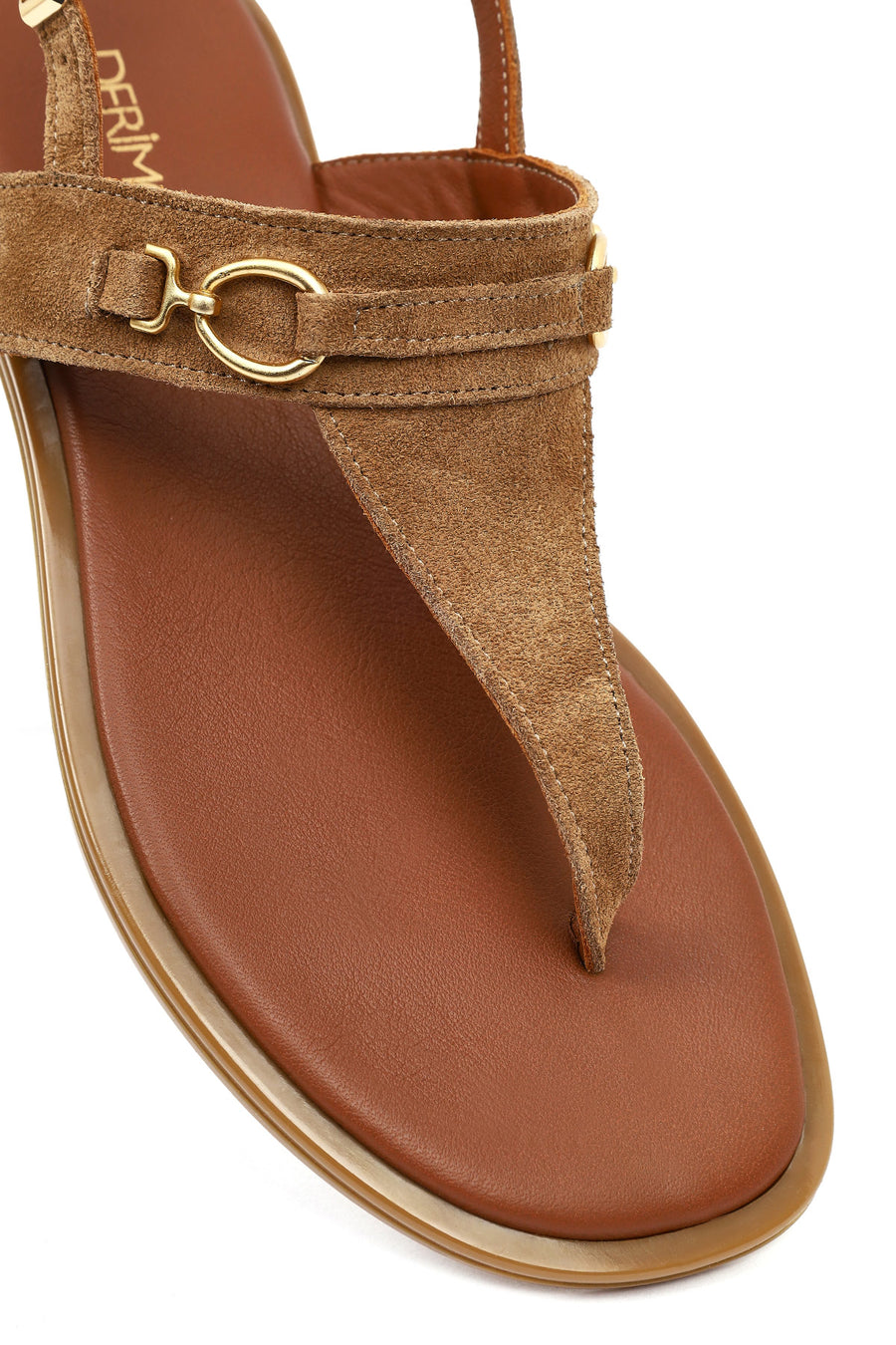 Women's Tan Suede Leather Thong Sandals