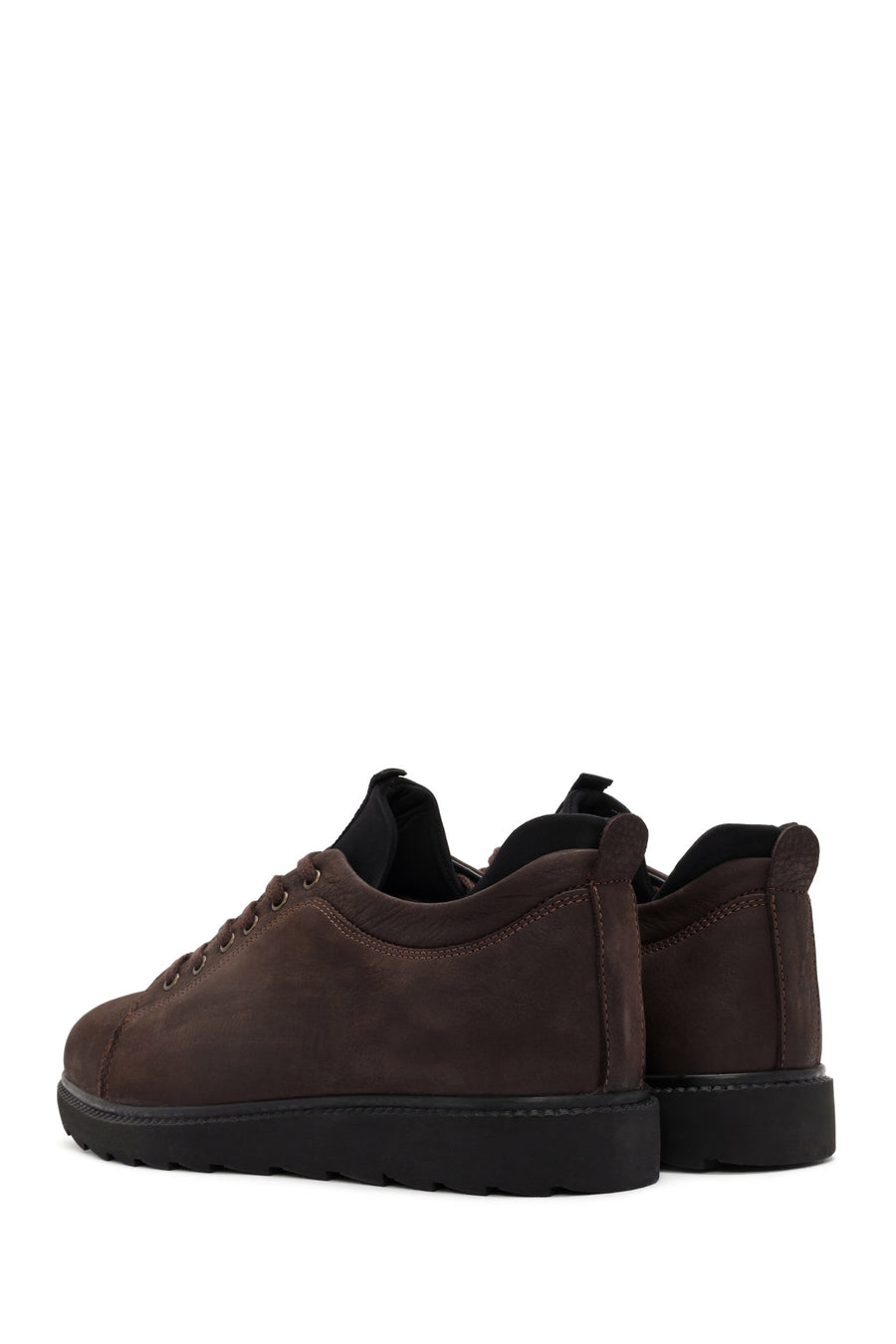Erkek Kahverengi Bağcıklı Deri Sneaker