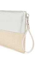 Woman Beige Long Chain Strap Wicker Clutch Bag | Derimod