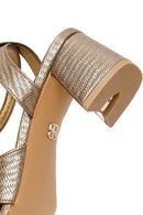 Woman Bronze Ankle-Buckle Printed Block-Heel Sandals | Derimod