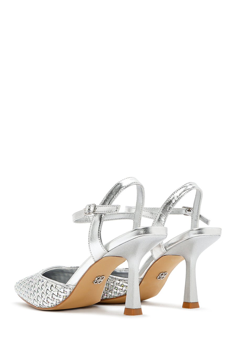 Women's Grey Ankle Buckle Braided Thin Heeled Shoes