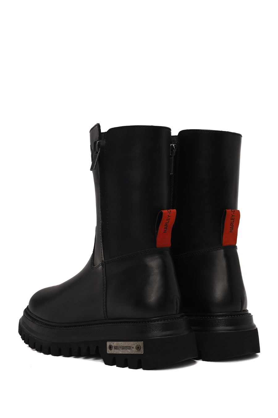 Harley Davidson Woman Black River Zip Closure Thick-Soled Leather Boots