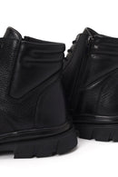 Male Black Zip Closure Leather Combat Boots | Derimod