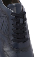 Men's Navy Blue Lace-up Thick-Sole Leather Sneaker | Derimod