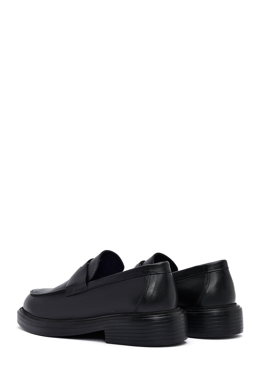 Male Black Leather Casual Loafers