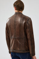 Gabriel Men's Brown Regular Leather Sport Jacket | Derimod