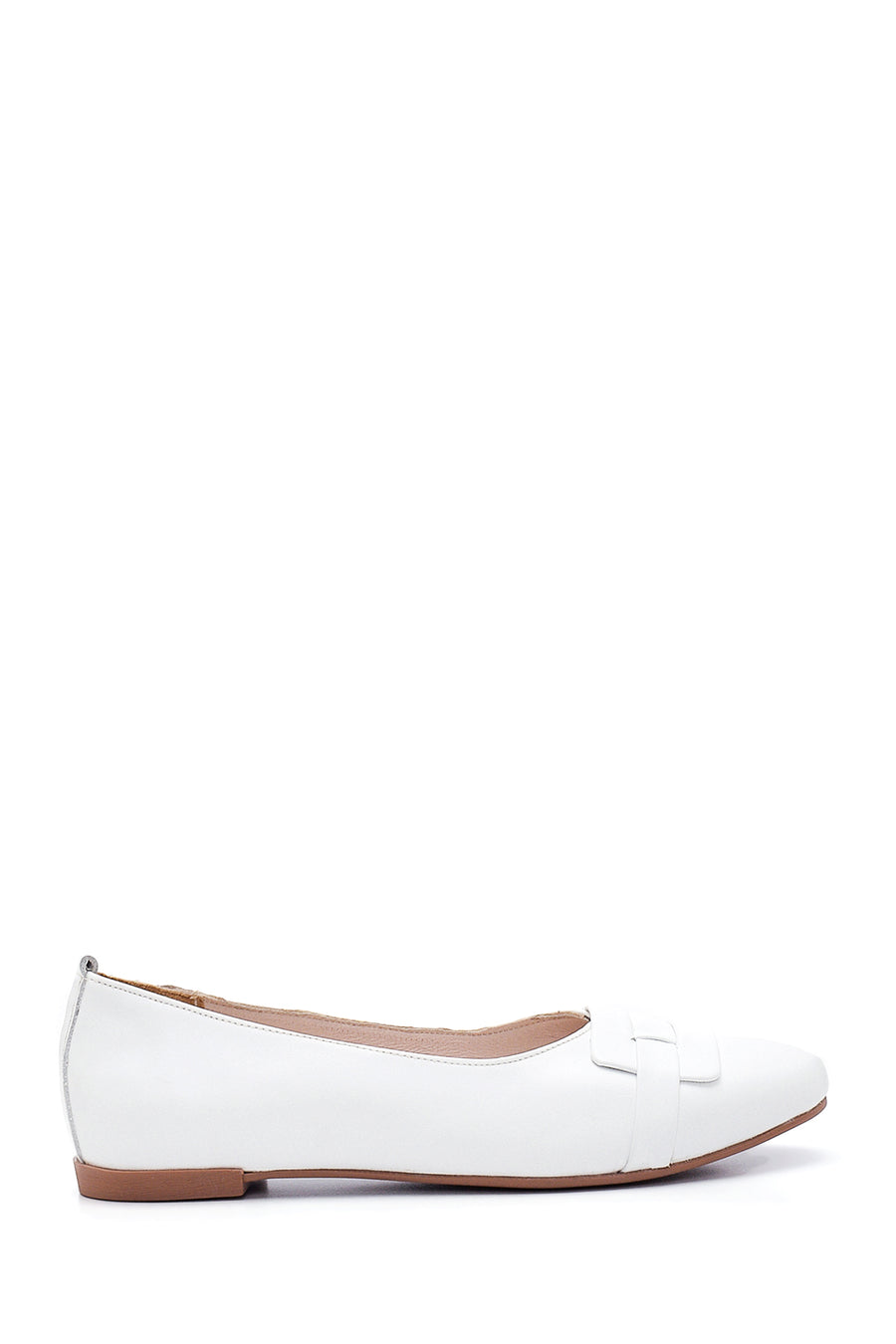 Women's White Leather Casual Ballerinas 22SFD421118 | Derimod