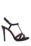 Women's Black Silvery Heeled Sandals | Derimod