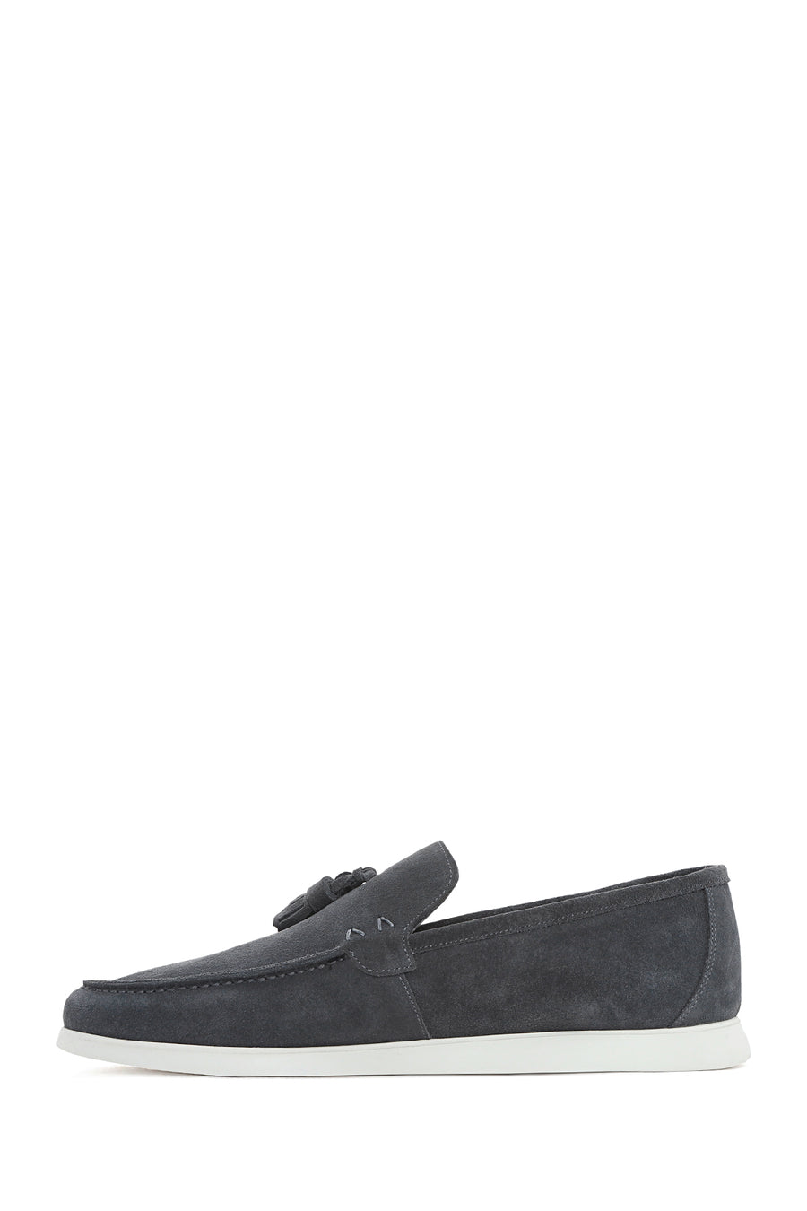 Men's Gray Tassel Suede Leather Casual Loafer