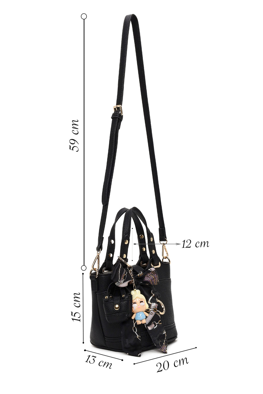 Woman Black Long-Strap Mini Shoulder Bag