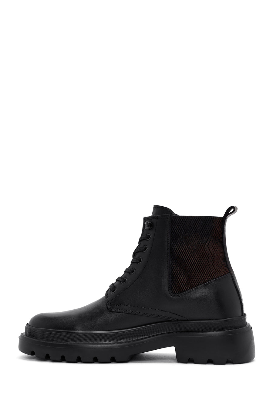 Men's Black Lace-Up Leather Casual Boots