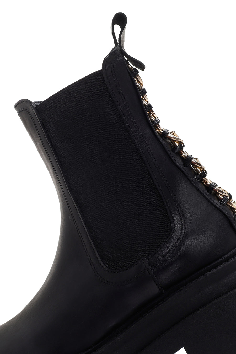 Women's Black Thick Soled Chelsea Leather Boots